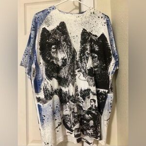 WOLF TEE VTG AOP L